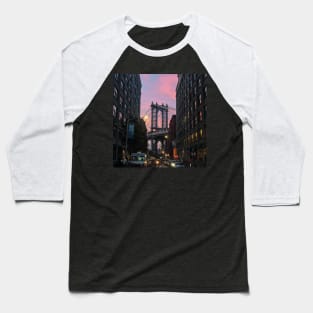 Manhattan Bridge Sunset Baseball T-Shirt